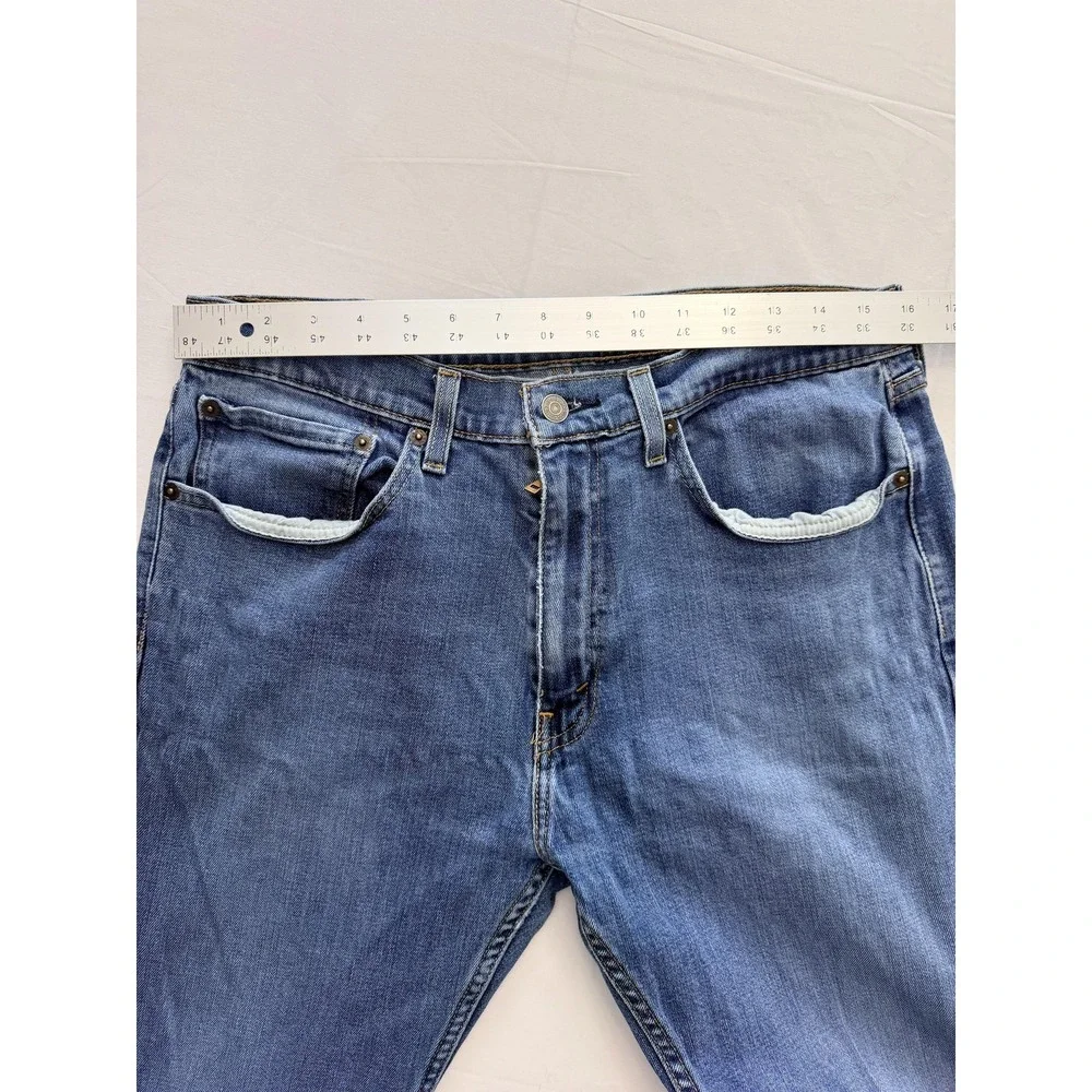 Levi's 505 Jeans Mens 34x30 Blue Medium Wash Regular Straight Distressed Denim